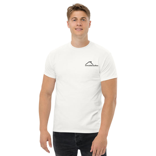Klassisches Herren-T-Shirt mit gesticktem Immobilienaufbau-Logo